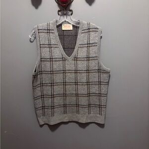 Royal Jeff by Lord Jeff Vintage Sweater Vest Gray Plaid Size M